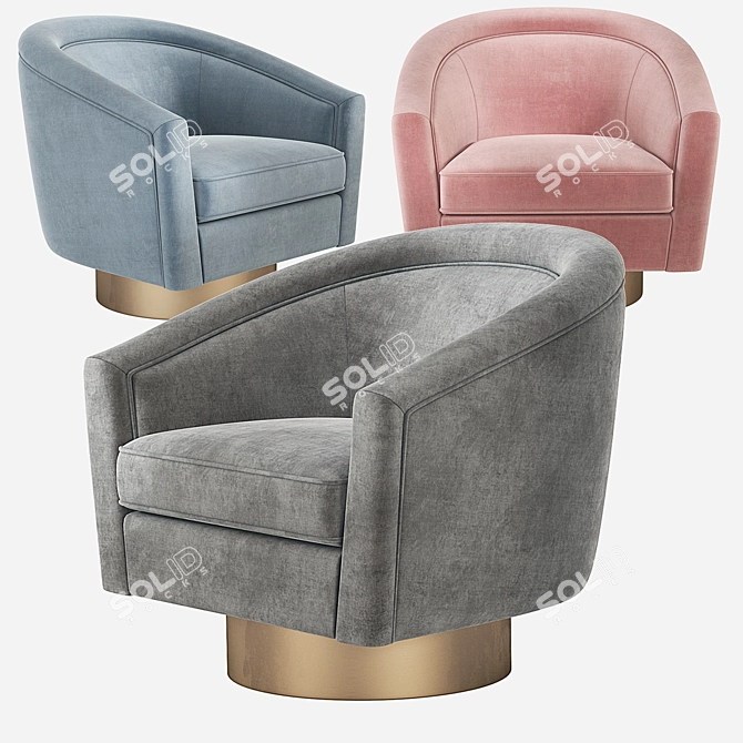Elegant Catene Swivel Barrel Chair 3D model image 6