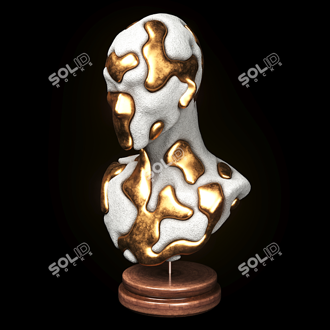 Lava Fusion Set: Gold & Concrete Sculptures 3D model image 2