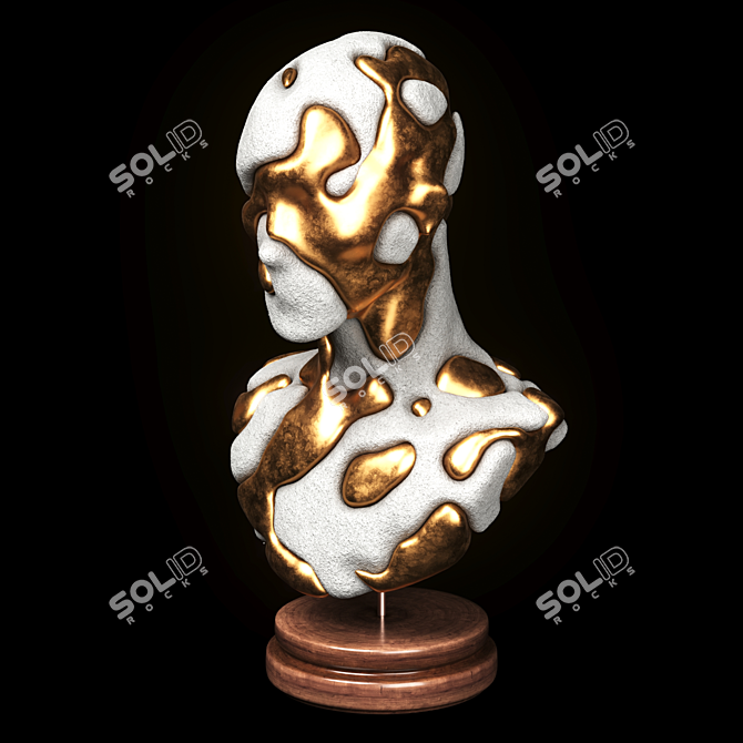 Lava Fusion Set: Gold & Concrete Sculptures 3D model image 3