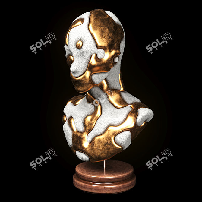 Lava Fusion Set: Gold & Concrete Sculptures 3D model image 4