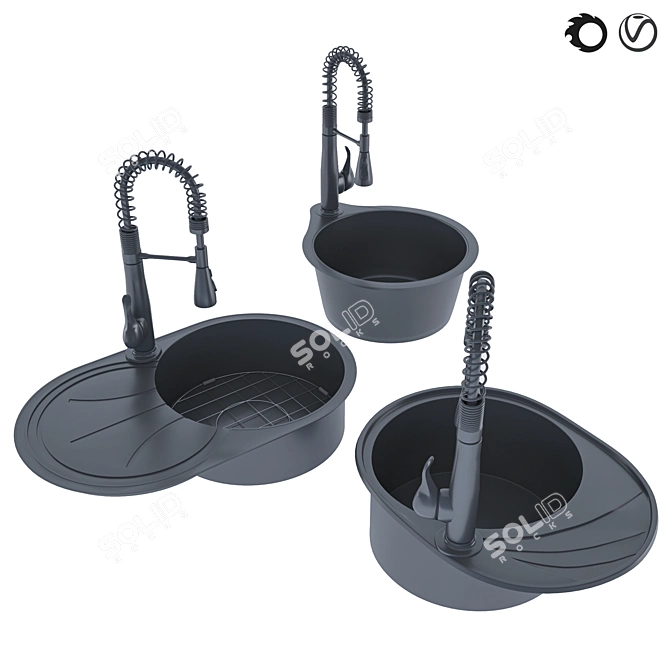 Versatile Sink Collection: 6-in-1 Design 3D model image 2