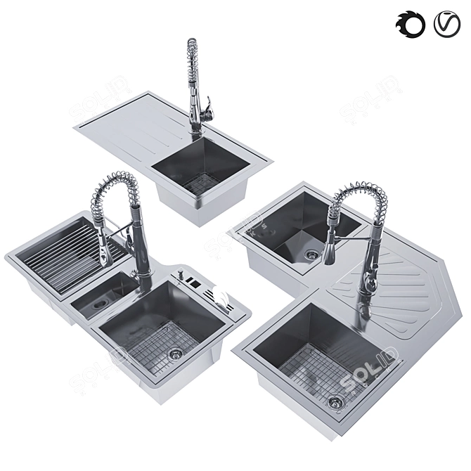 Versatile Sink Collection: 6-in-1 Design 3D model image 3
