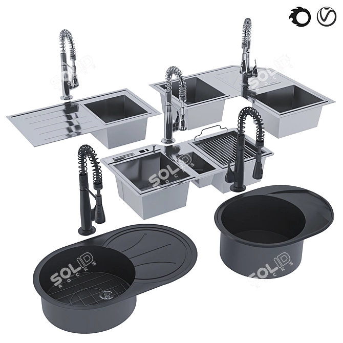 Versatile Sink Collection: 6-in-1 Design 3D model image 5