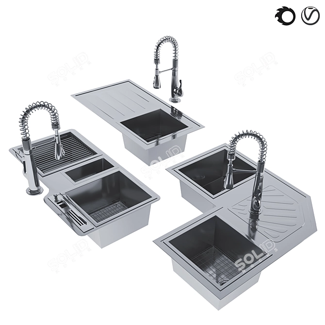 Versatile Sink Collection: 6-in-1 Design 3D model image 8