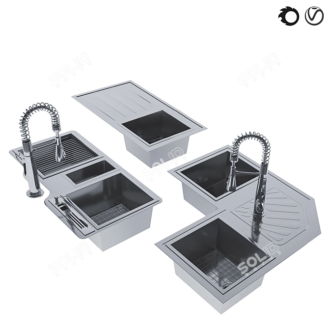 Versatile Sink Collection: 6-in-1 Design 3D model image 12