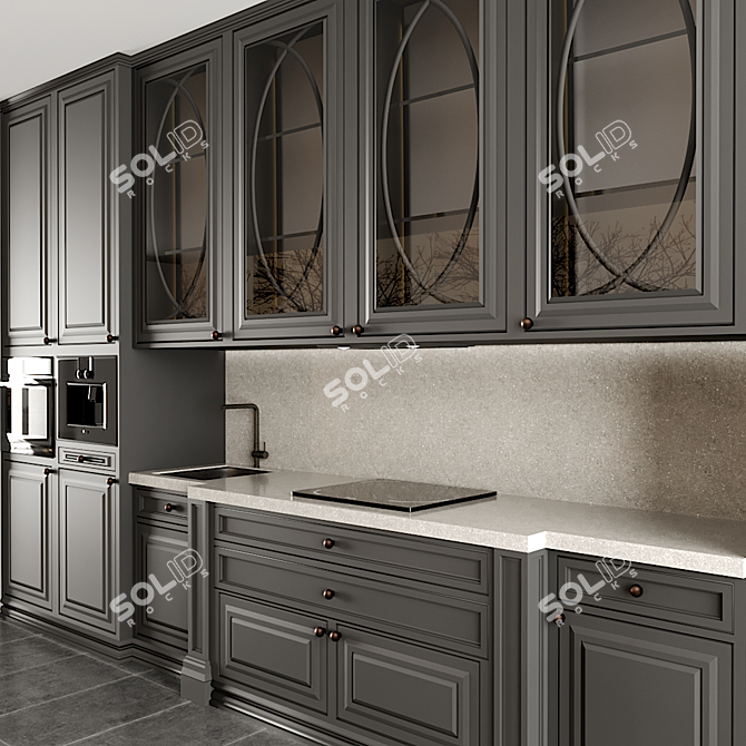 Versatile Modular Kitchen Design 3D model image 2