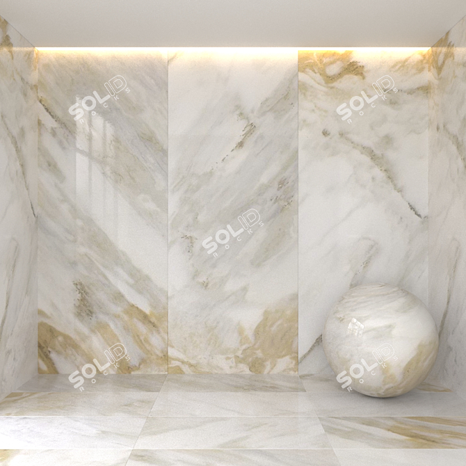 Luxurious Calacatta Luccicoso Marble: Versatile Tile Layout 3D model image 1