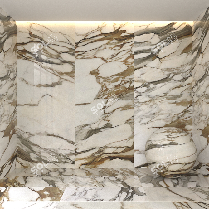 Elegant Calacatta Borghini Marble Tile 3D model image 1