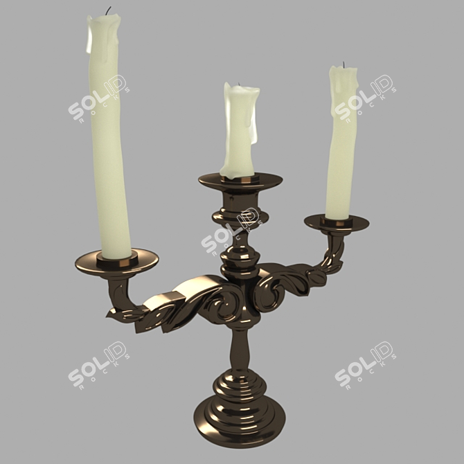 Elegant Glass Candle Holder 3D model image 1