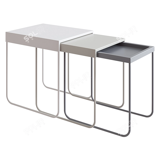 Versatile Stainless Steel Table Set 3D model image 1