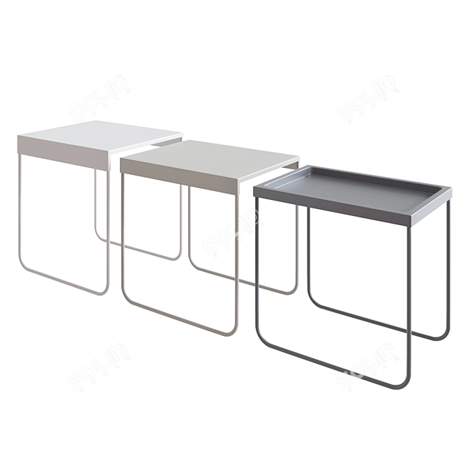 Versatile Stainless Steel Table Set 3D model image 3