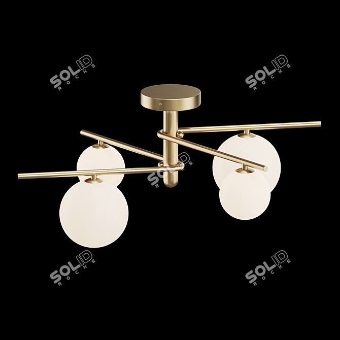 Stylish Glass Pendant Chandelier 3D model image 2