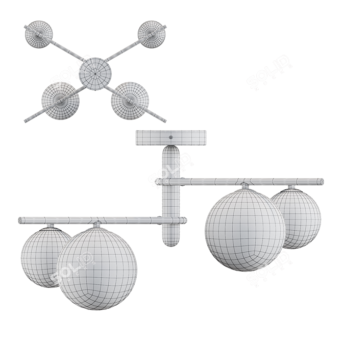 Stylish Glass Pendant Chandelier 3D model image 3