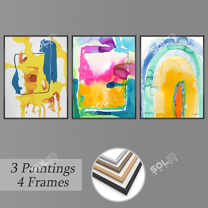 Title: Versatile Set 3 Wall Paintings 3D model image 1