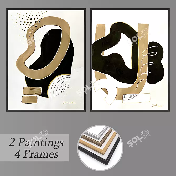 Artistic Wall Painting Set 3D model image 1