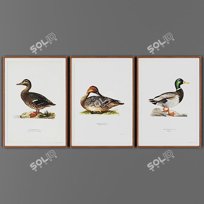 Wooden Frame Picture Set 3D model image 1