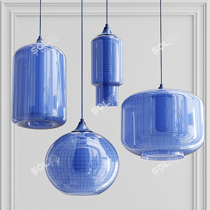 Sleek Glass Pendant Collection 3D model image 4