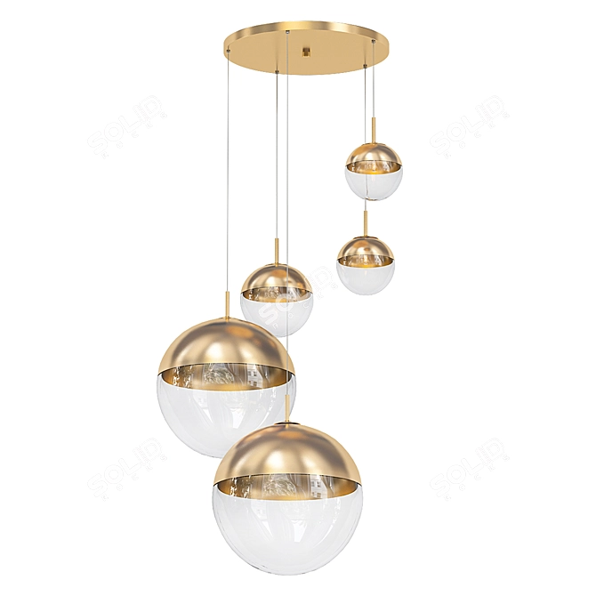  Shimmering Gold Pendant Light 3D model image 1