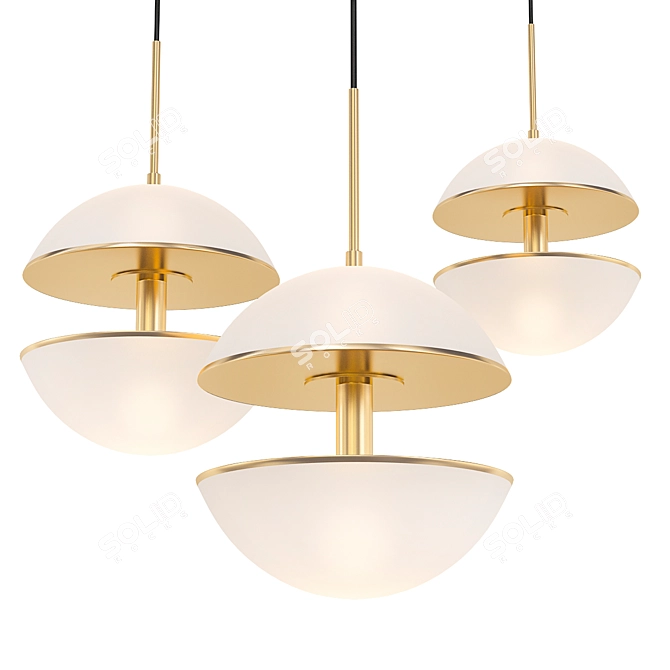 Elegant Brass and Glass Loft Pendant 3D model image 1