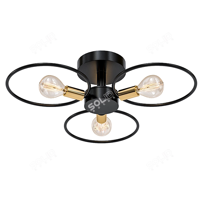 Industrial Ring Ceiling Light 3D model image 1