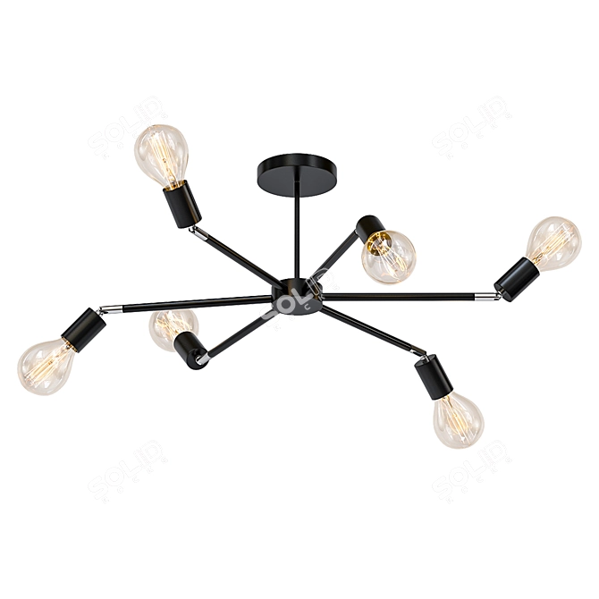  Modern Black Sputnik Ceiling Light 3D model image 1