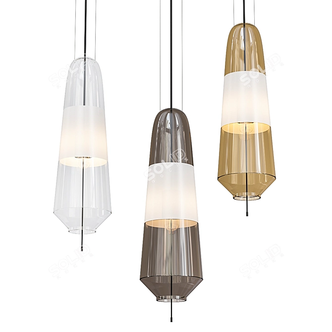 Elegant Smoke Glass Pendant Light 3D model image 1