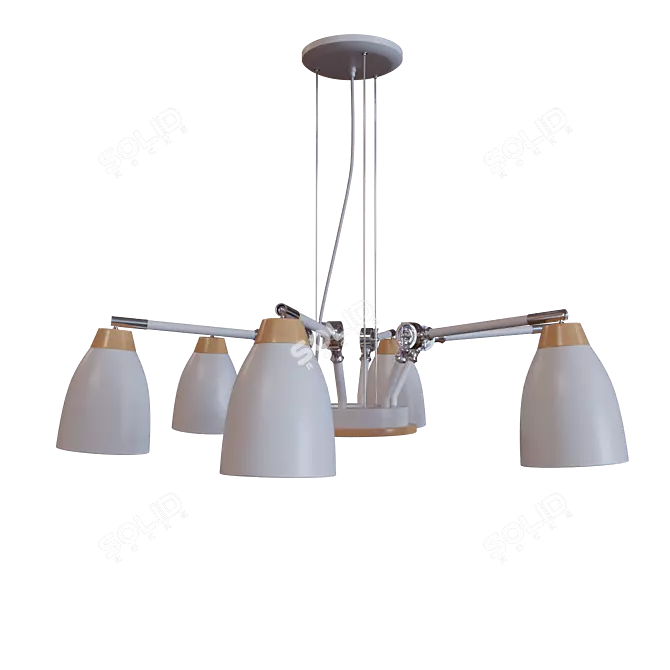 Title: Loft IT White Metal and Wood Pendant Light 3D model image 1