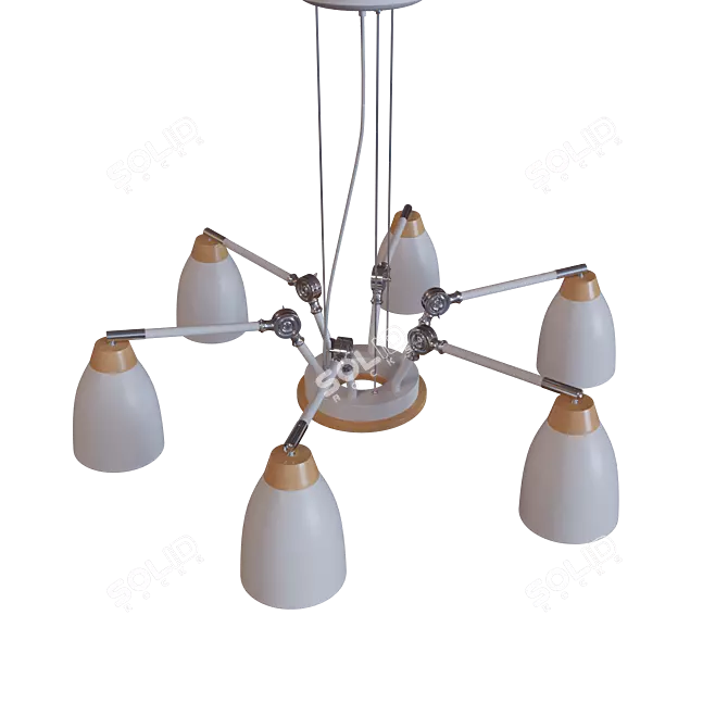 Title: Loft IT White Metal and Wood Pendant Light 3D model image 2