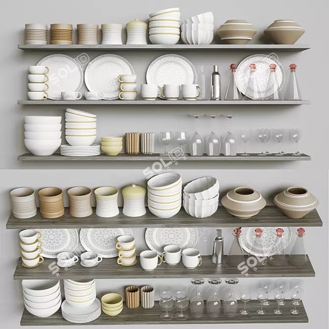 Sleek Kitchen Accessories Set 3D model image 1