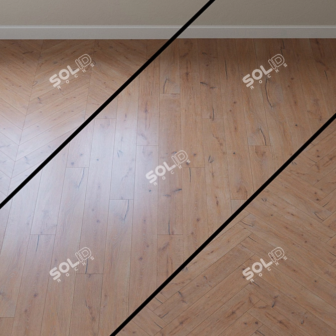 Kinda Oak Chevron Parquet Board 3D model image 1