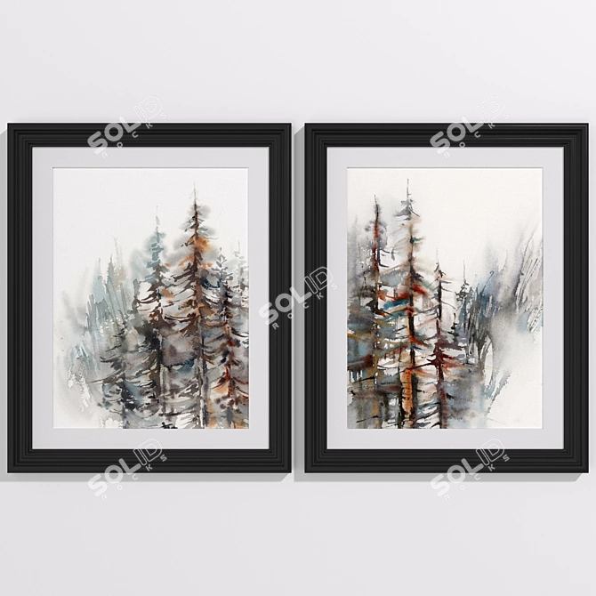 Nature's Serenity: Forest Wall Art Set 3D model image 1