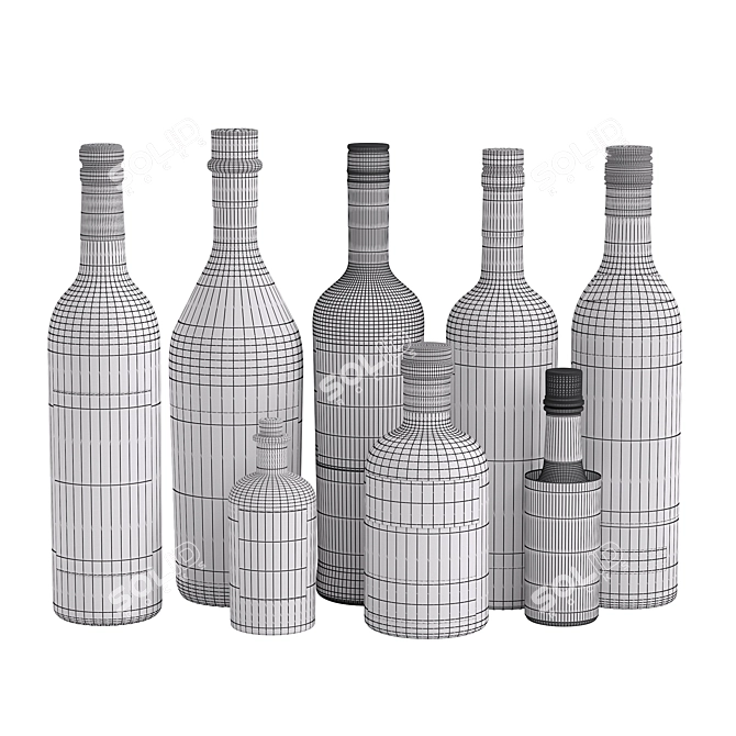 Premium Alcohol Set 3D model image 2