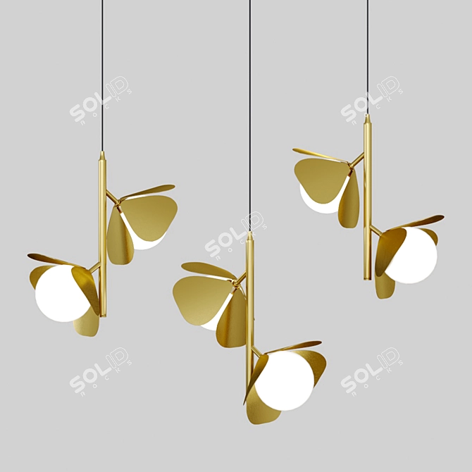 Glowing Flower Pendant Light 3D model image 1