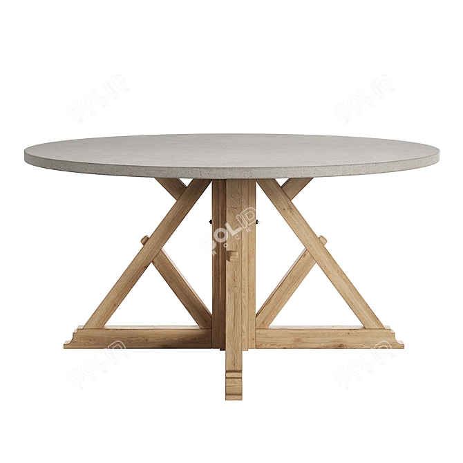 Elegant Brooks Round Dining Table 3D model image 2