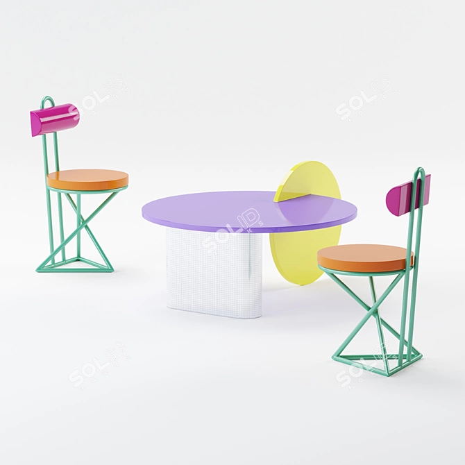 Title: Futuristic GALACTICA Table and Chairs 3D model image 7
