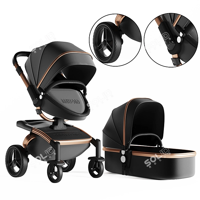 Babyfond Pram Stroller: Stylish and Convenient 3D model image 1