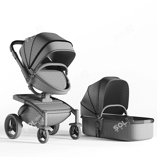 Babyfond Pram Stroller: Stylish and Convenient 3D model image 3