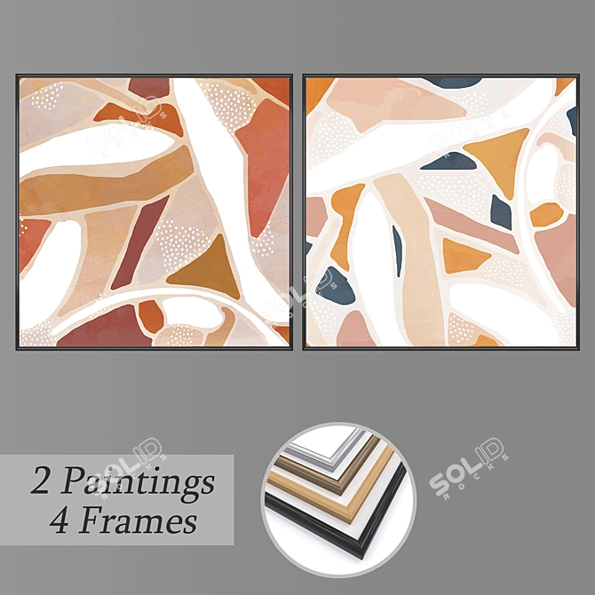 Modern Wall Art Set with Multiple Frames 3D model image 1