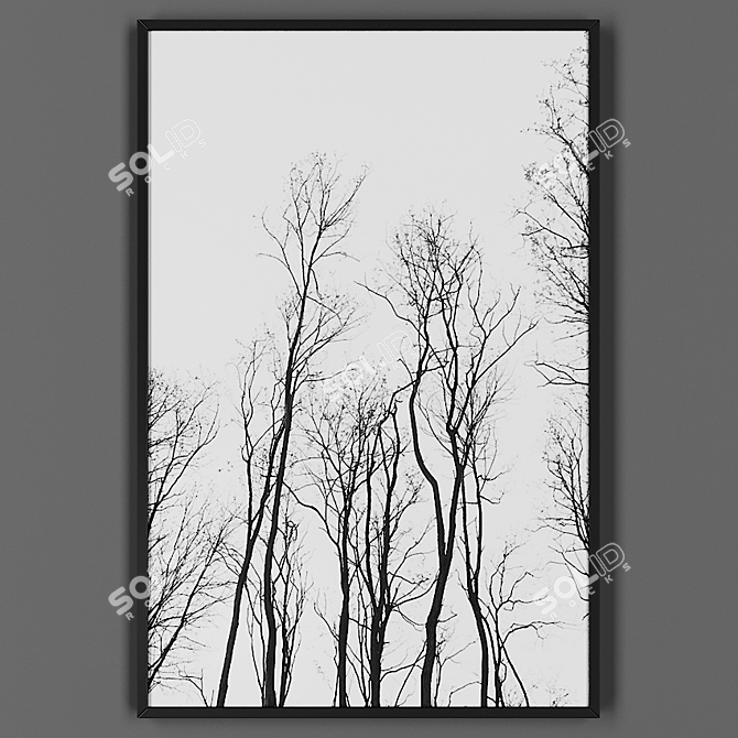 Elegant Black Framed Artwork 3D model image 1