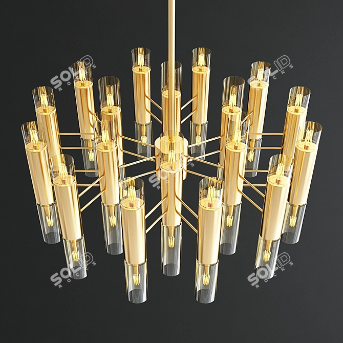 Luxury Odeon Gold Chandelier 3D model image 2