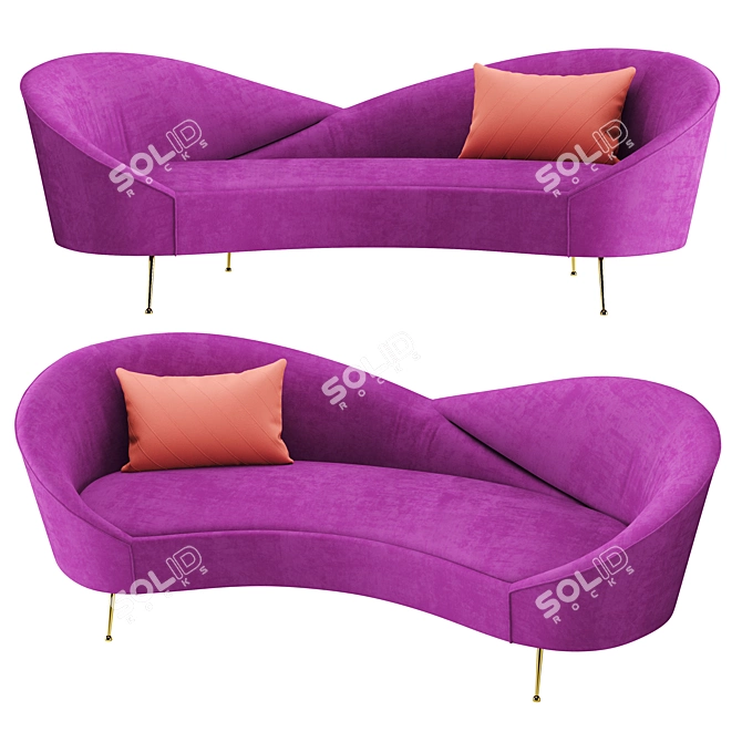 Night Fever Purple - Stylish 3-Seater Sofa 3D model image 1