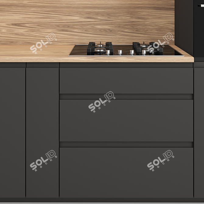 Modern Island Kitchen: Modular Design | High-Quality Textures | Render Ready 3D model image 4