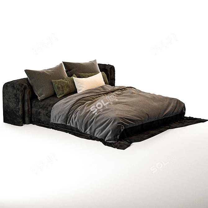 Contemporary Upholstered Bed 3D model image 4