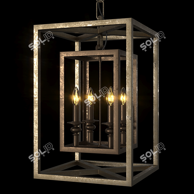 Elegant Four-Light Lantern Pendant 3D model image 1