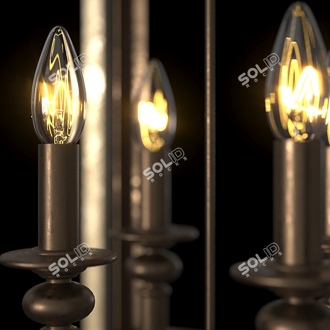 Elegant Four-Light Lantern Pendant 3D model image 2