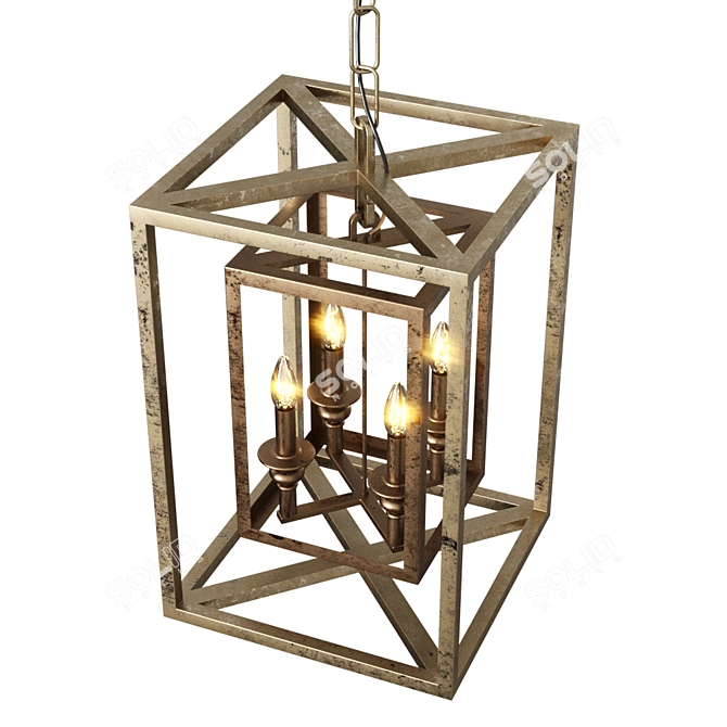 Elegant Four-Light Lantern Pendant 3D model image 5