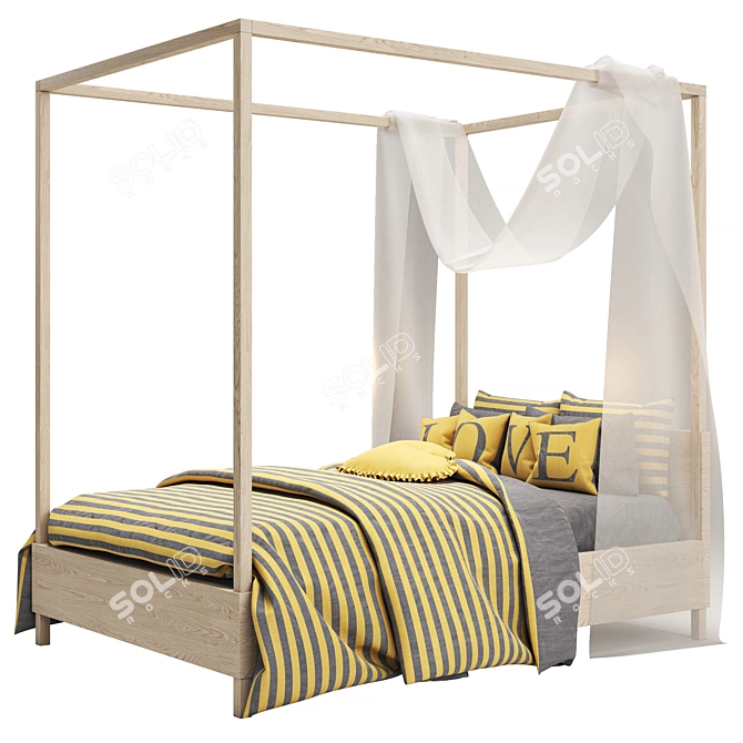 Luxury Callum Platform Canopy Bed 3D model image 1