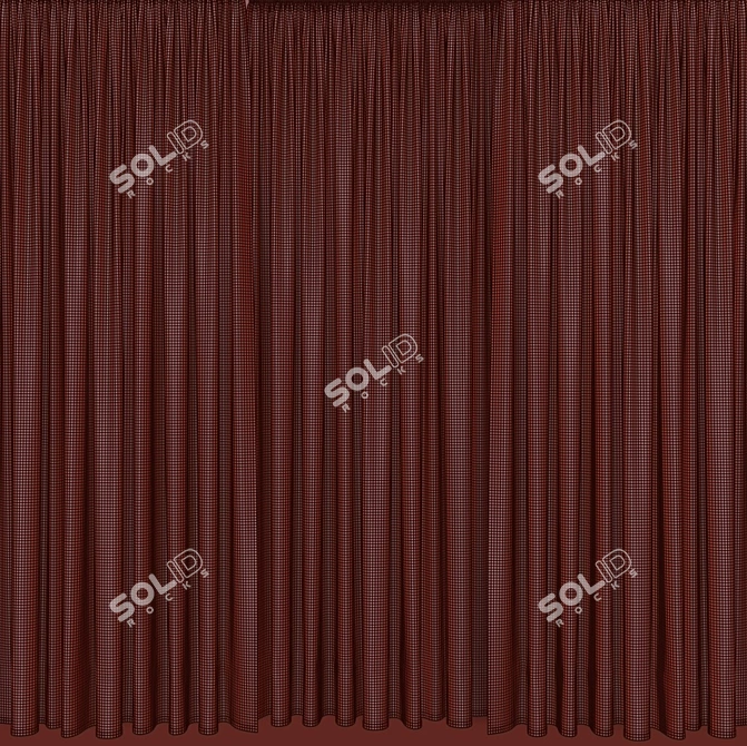 Elegant Gray Voil Curtain Set 3D model image 2