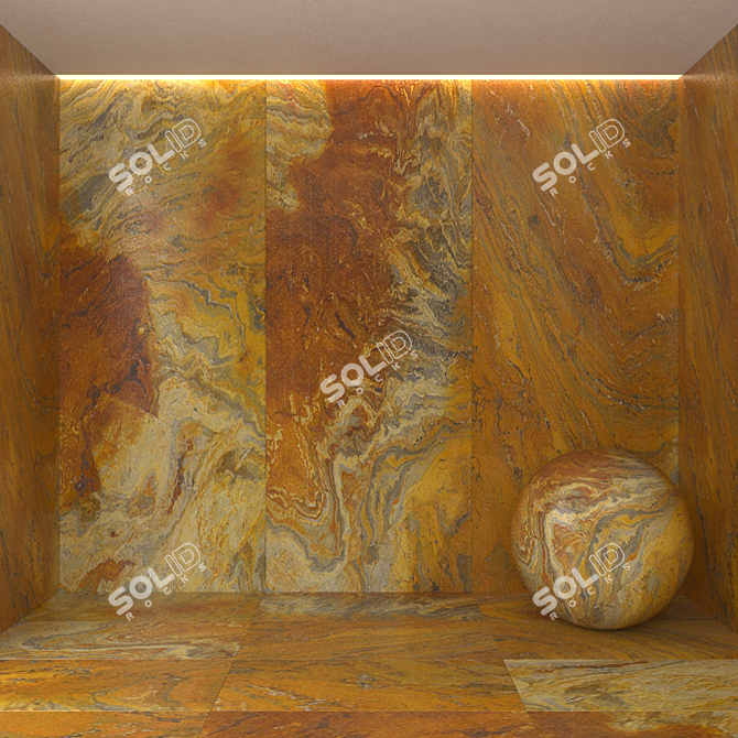 Yellow Bamboo Quartzite: Versatile Tile Layout, Max Formats 3D model image 1