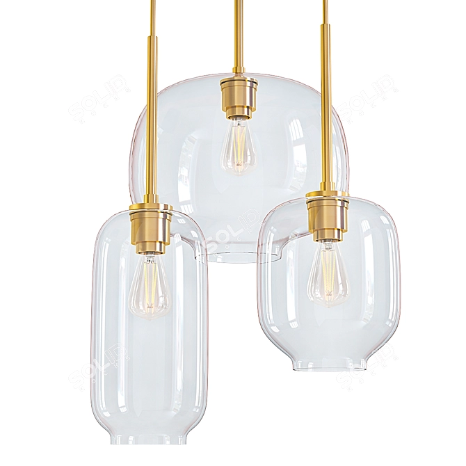 Sculptural Clear Glass Pendant 3D model image 1